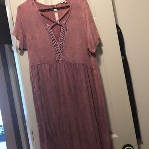 Easy Dusty Mauve Crossneck Dress